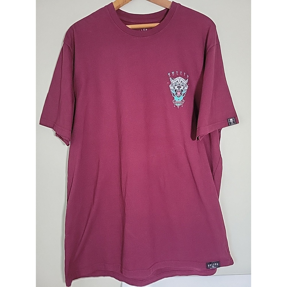Sullen Art Collective Conjuring Wolf Burgundy Short Sleeve T-shirt Mens XL
